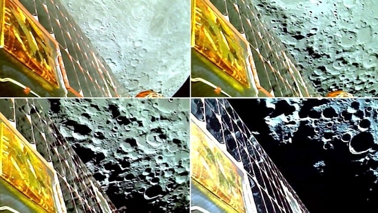 The Moon, as viewed by Chandrayaan 3 spacecraft during Lunar Orbit Insertion (LOI), on Sunday. (ISRO/ANI)